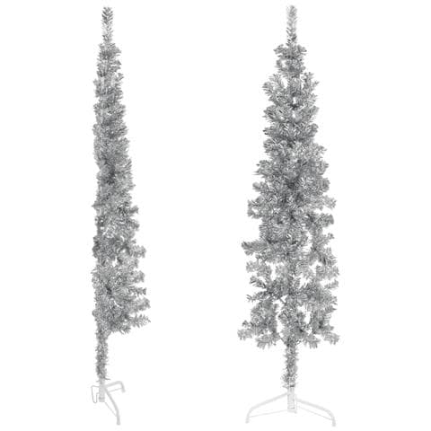 Albero Natale Artificiale Sottile A Metà Supporto Argento 120cm - Foto 2