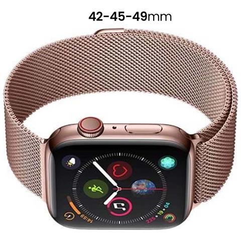 Cinturino Per Apple Watch 42 / 45 / 49mm Elegante In Maglia Milanese, Rosa - Foto 5