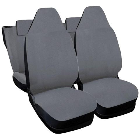 Coprisedili Auto Compatibili Per 108, Made In Italy, Set Di Copri Sedili Anteriori E Posteriori Con Copri Poggiatesta Incluso, Tessuto Poliestere, Colore - Grigio Chiaro - Foto 1