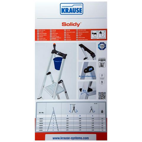 Scala Pieghevole A 4 Scalini Krause 126221 Argentato Alluminio - Foto 6