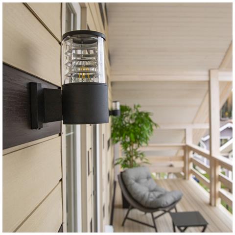 Lampada Da Parete Moderna Da Esterno Alluminio Nero 1 Luce E27 60w Ip54 - Foto 2