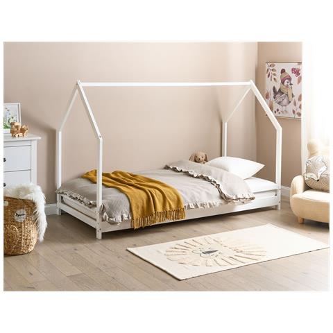 Letto Per Bambini Casa Legno Di Pino Appy 90 X 200 Cm Bianco - Foto 1
