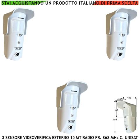 Doppia Tecnologia Da Esterno 3 Pezzi Ip54 Sensore Movimento Copertura 15 Metri Grandangolo O 25 Metri Tenda Incorpora - Foto 1