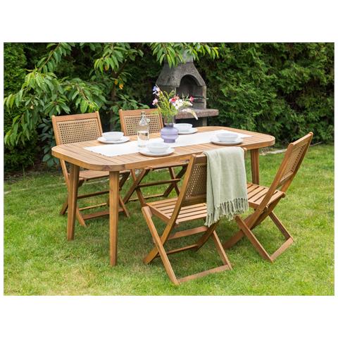 Set Da Pranzo Legno Massiccio Legno Chiaro Paraggi - Foto 1