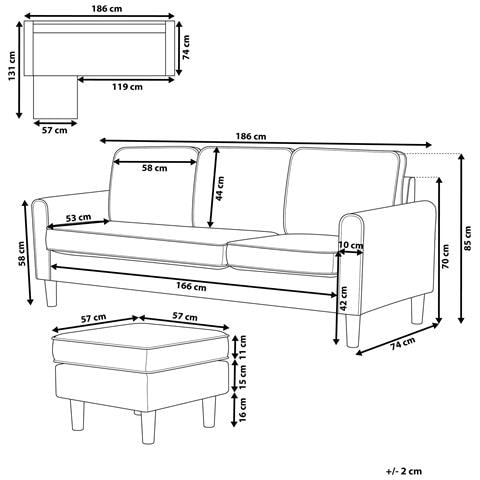 Divano 3 Posti Avesta Tessuto Verde Oliva Con Ottomana - Foto 7