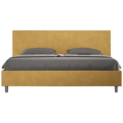 Letto Contenitore Imbottito 180x190 Microfibra Ocra Adele - Foto 1