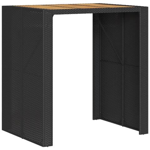 Tavolo Bar Da Giardino Piano In Acacia 105x80x110 Cm Polyrattan - Foto 2