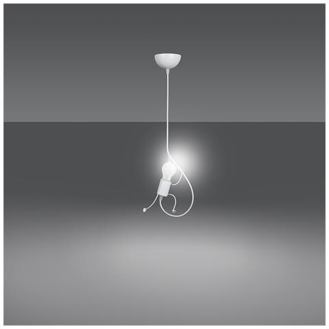 Sospensione 1 Luce Moderna Bobi In Acciaio Bianco E Cavi Bianchi A Figura Umana - Foto 2