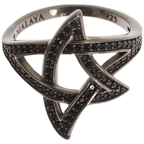 Anello Da Donna In Argento 925 Rodiato Nero Cz - Eu56 - Us8 - Foto 1