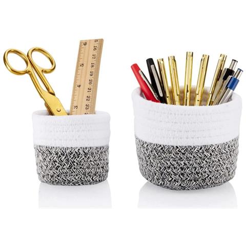 Vivere Boho Desk Organiser Set Di 2 Pezzi Bianco Grigio Multifunzionale. - Foto 1
