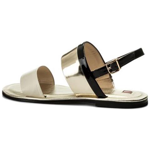 Hogl Sandali Da Donna In Pelle Dorata Con Suola Piatta 35 - Foto 3