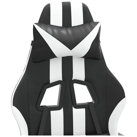 Sedia da Gaming Girevole Nero e Bianco in Similpelle - Foto 10
