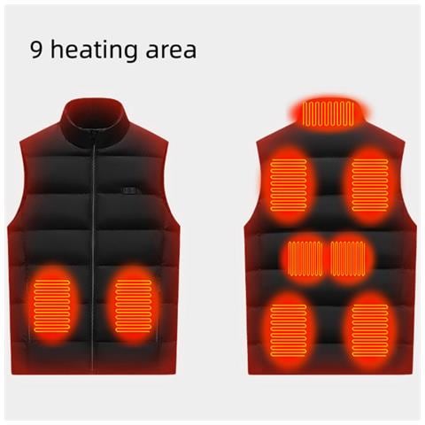Gilet Riscaldante Con 9 Zone Di Riscaldamento Nero 4xl - Foto 2