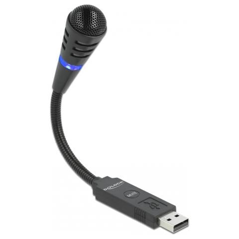 DeLOCK Microfono USB per gaming con collo d'oca e pulsante di silenziamento - Foto 1
