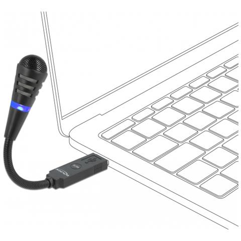 DeLOCK Microfono USB per gaming con collo d'oca e pulsante di silenziamento - Foto 2