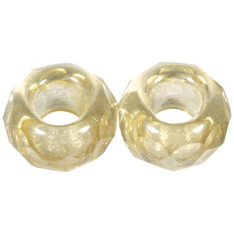 2 Pezzi - Perline In Vetro Con Foro Grande Ø13mm L. 5 Mm - Colore Vaniglia - Foto 1