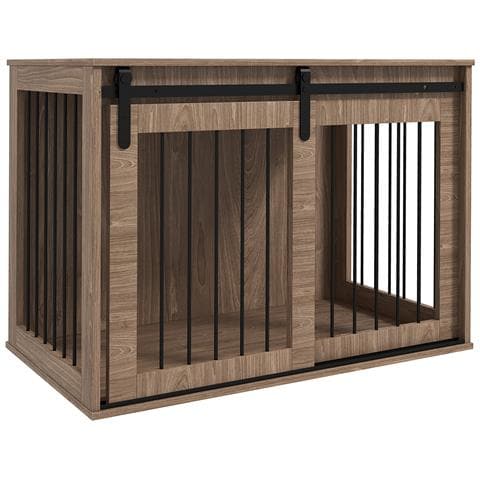 Casetta per Cani Grandi con Porta Scorrevole per Interno in Legno, 98x58x61cm, Marrone - Foto 1