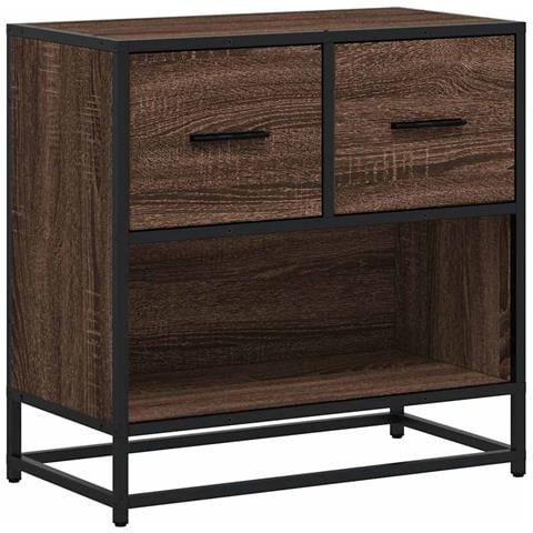 Comodino Rovere Marrone 60x31x60 Cm Legno Multistrato E Metallo - Foto 2