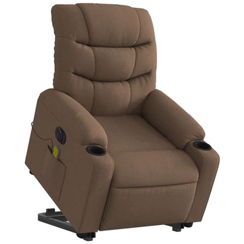 Poltrona Alzapersona Massaggiante Elettrica Marrone Tessuto - Foto 3