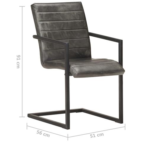 Lusso Casadino - Sedie Da Pranzo A Sbalzo 4 Pz Grigie In Vera Pelle - Foto 7