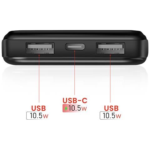 Batteria Esterna 10000mah 10.5w Con Doppio Porta Usb Indicatore Led, Nero - Foto 5