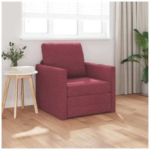 Sofa Letto 2-in-1 Rosso Borgogna 74x77x81 cm Tessuto - Foto 2