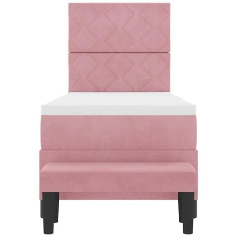 Letto con Rete A Molla con Materasso & Panchina Rosa 80x200 cm Velluto - Foto 9