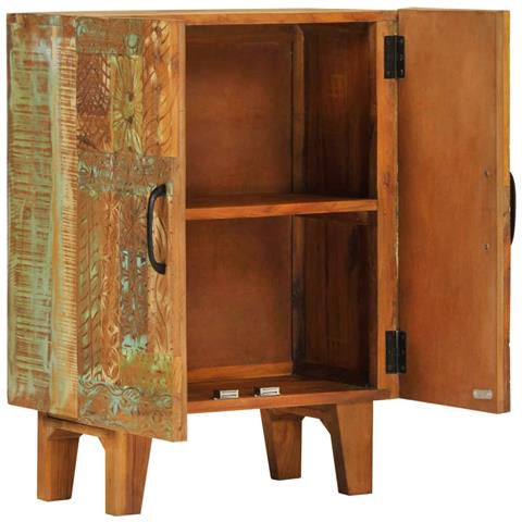 Credenza Intagliata a Mano 55x30x75 cm Legno Massello Recupero - Foto 2