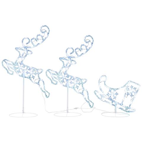 Lusso Casadino - Decorazione Slitta Renne In Acrilico 260x21x87cm Bianco Freddo - Foto 1