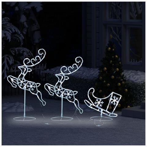 Lusso Casadino - Decorazione Slitta Renne In Acrilico 260x21x87cm Bianco Freddo - Foto 2