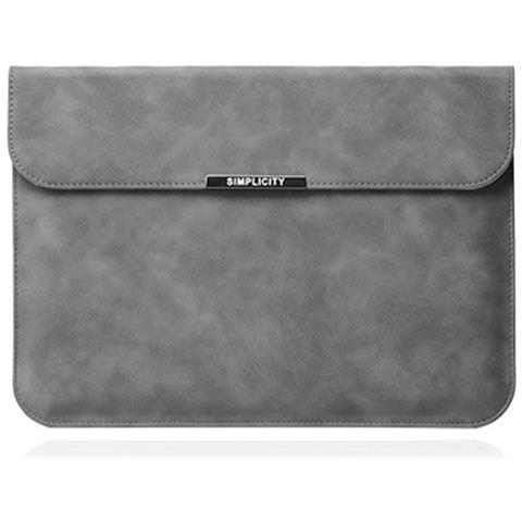 Custodia Universale Per Laptop 15/16 Pollici Con Supporto - Pelle Pu Grigia - Foto 1