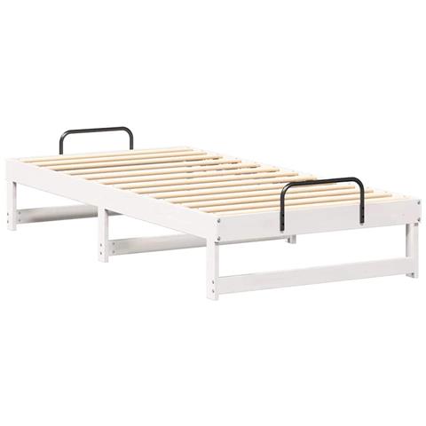 Struttura Letto con Manici Bianco Legno di pino massello - Foto 1