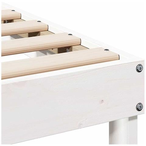 Struttura Letto con Manici Bianco Legno di pino massello - Foto 9