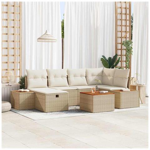 Set Divano da Giardino 7 pcs Beige 55 x 62 x 69 cm Poly Rattan - Foto 2
