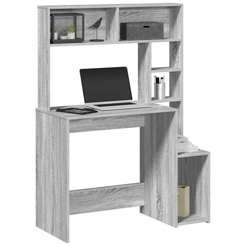 Scrivania Mensole Grigio Sonoma 100x45x140 cm Legno Multistrato - Foto 2