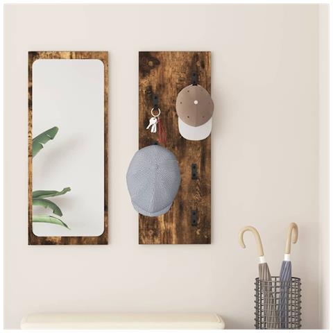 Appendiabiti a muro Rovere fumo 30 x 1.5 x 80 cm - Foto 2