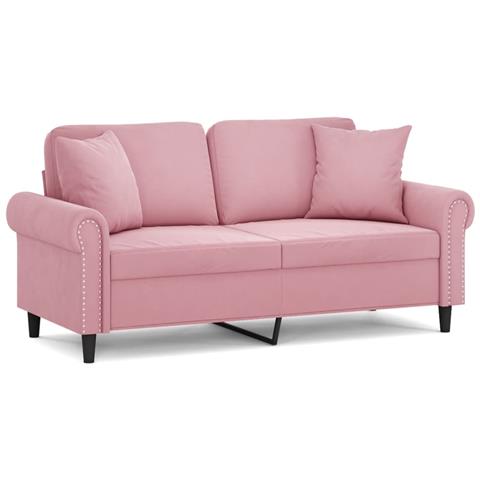 Divano a 2 Posti con Cuscini Rosa 140 cm in Velluto - Foto 1