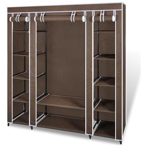 Armadio In Tessuto Con Scomparti E Aste 45x150x176 Cm Marrone - Foto 2
