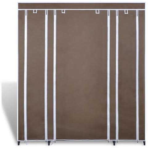 Armadio In Tessuto Con Scomparti E Aste 45x150x176 Cm Marrone - Foto 1