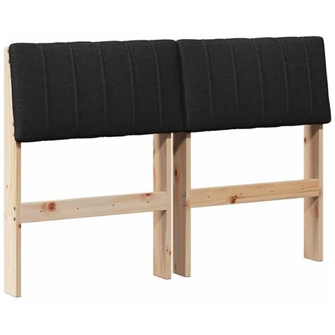 Testiera imbottita Nero 120 cm Pino massello - Foto 1