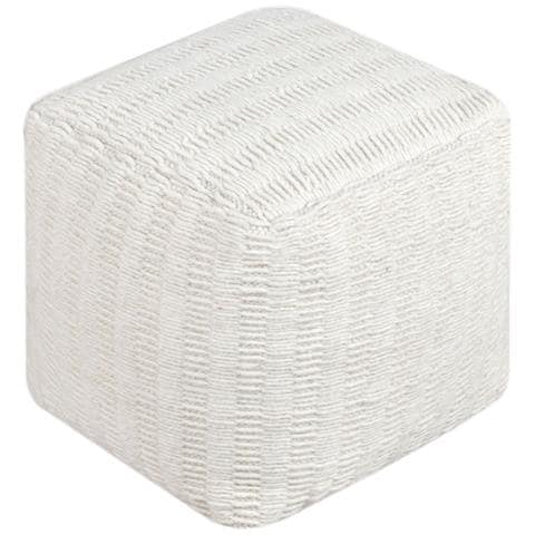 Sigrid - Pouf In Lana Avorio Con Decoro 40 X 40 - Foto 1