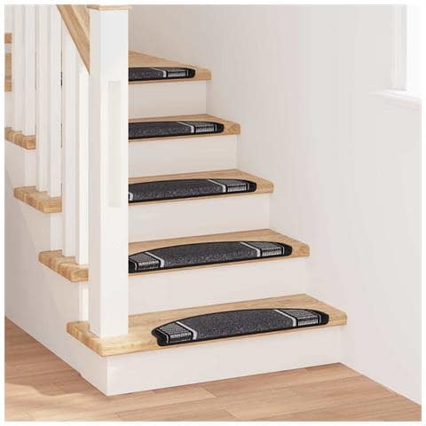 Tappetini per scale autoadesivi 15 pcs Antracite 65 x 21 x 4 cm - Foto 2