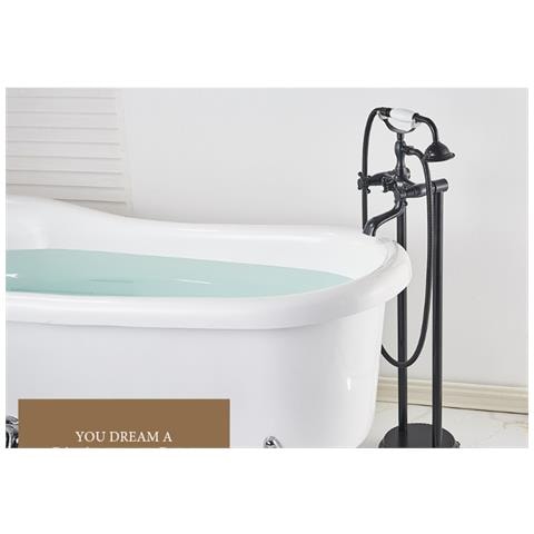 Rubinetto per vasca da bagno indipendente, Blackswan, tipo M36 in ceramica, modello nero anticato, misura 94 cm - Foto 2