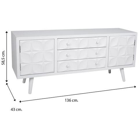 Mobile Base In Legno Laccato Bianco 136x43x58,5h - Foto 6