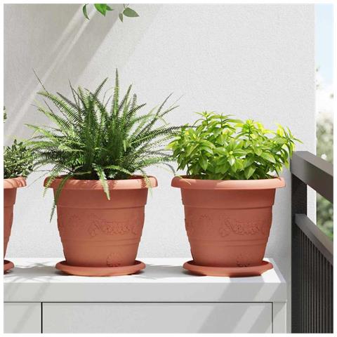 Vassoio Rotondo per Fiori 6 pcs Rosso Mattone Ø 17,5 x 2 cm - Foto 2