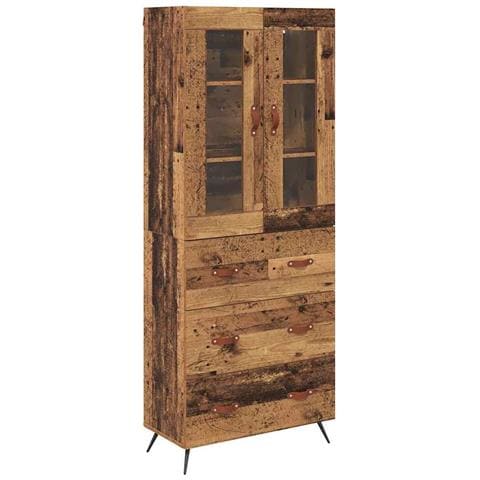 Armadietto alto con ripiano con cassetto 2 pcs Legno vecchio - Foto 1