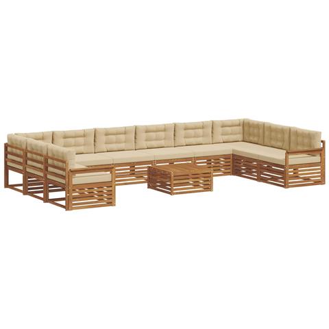 Set divani 11 pcs Naturale e Beige Legno di Acacia Massello - Foto 1