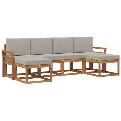 Set di divani da esterno 6 pcs Grigio Naturale e Chiaro - Foto 1