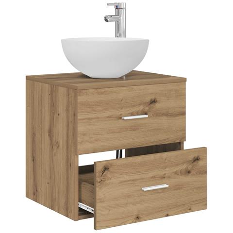 Mobiletto con Lavabo a Parete Rovere Artigianale - Foto 2