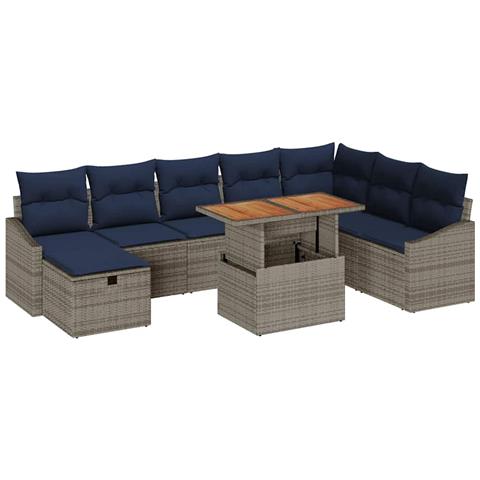 Set Divano da Giardino 9 pcs Grigio polyrattan - Foto 1